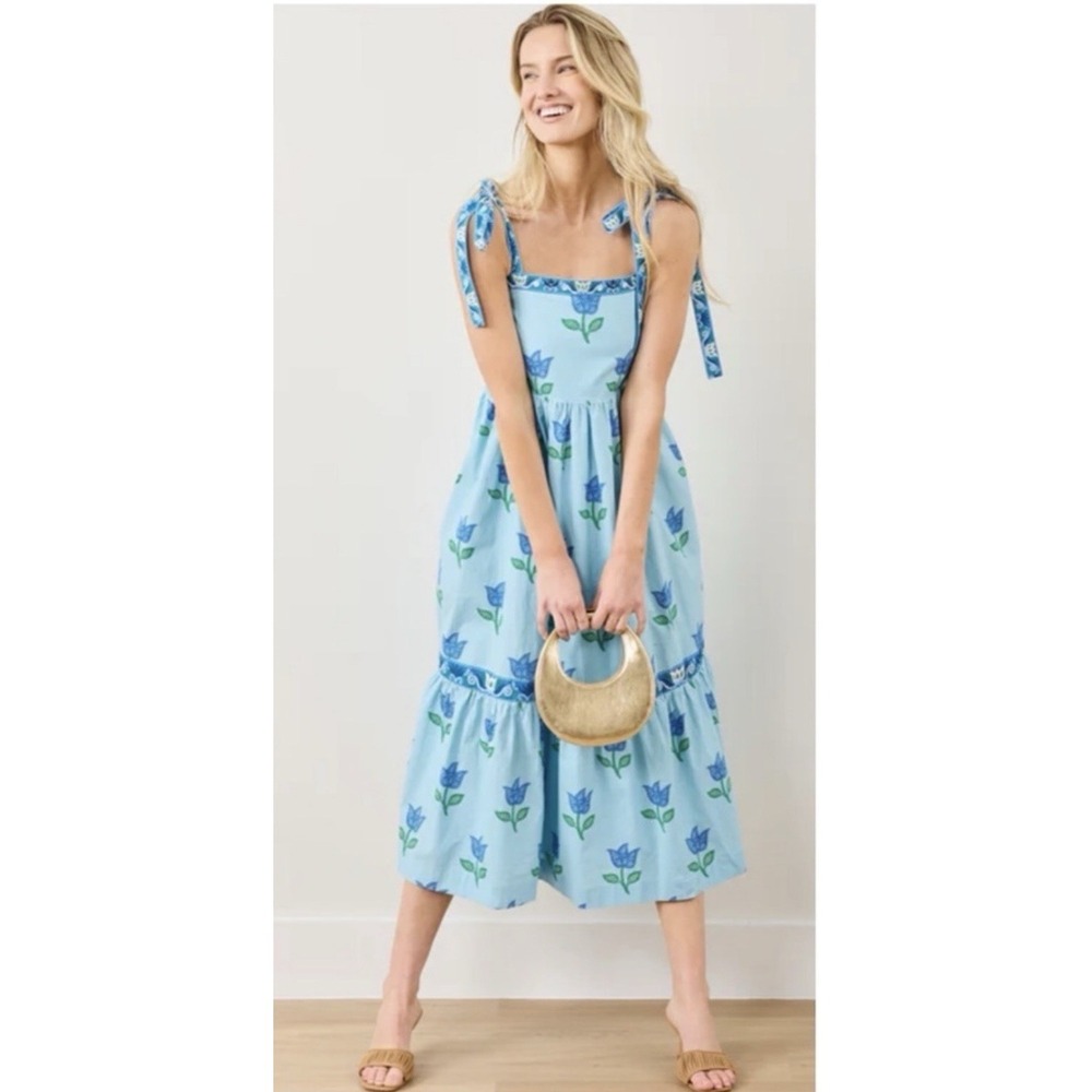 Print Fresh Way Around Maxi Dress Tulip Blue Floral Sz XS NWT $269
